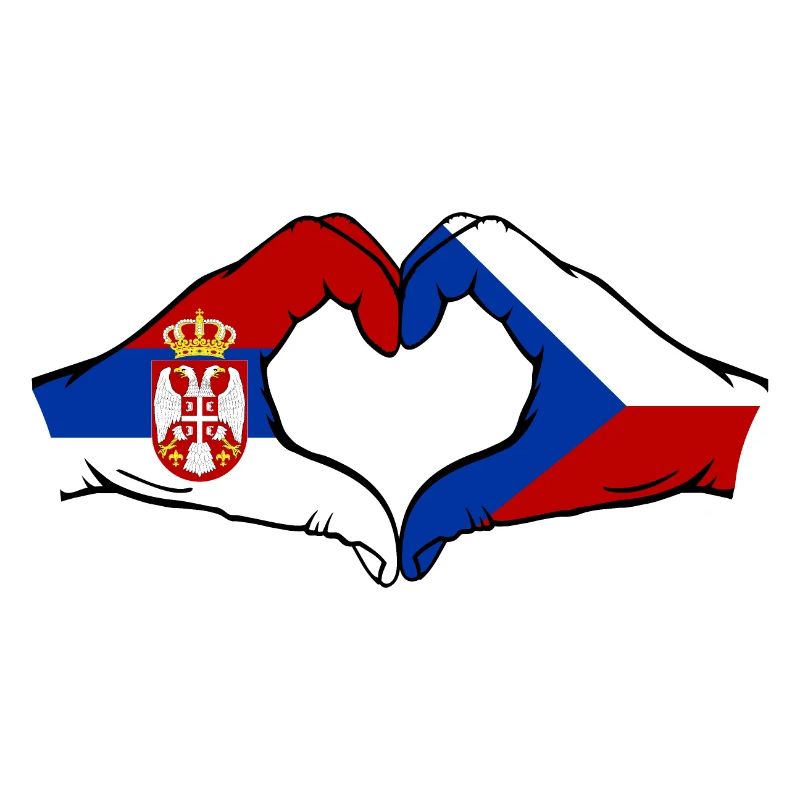 Serbie République tchèque drapeau mains forme coeur