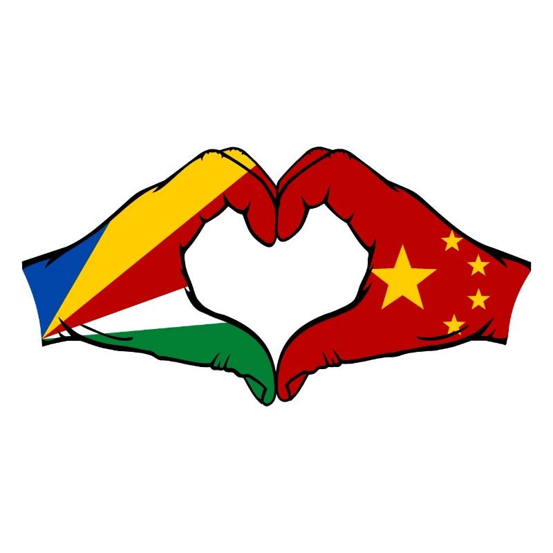 Seychelles China Flag Hands Heart Shape