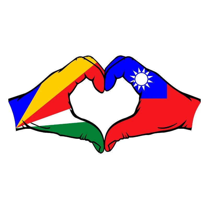 Seychelles Taiwan Flag Hands Heart Shape