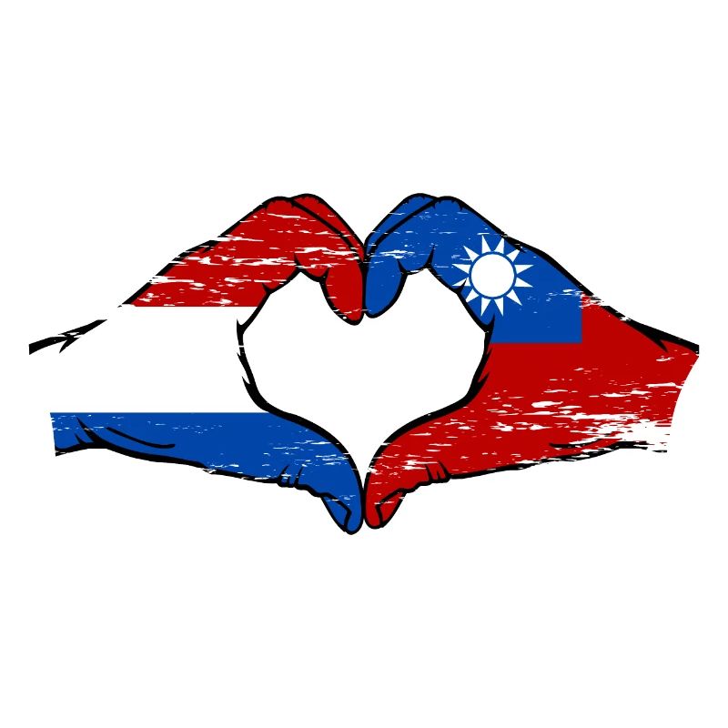 Hollande Taiwan drapeau mains forme de coeur utilisé