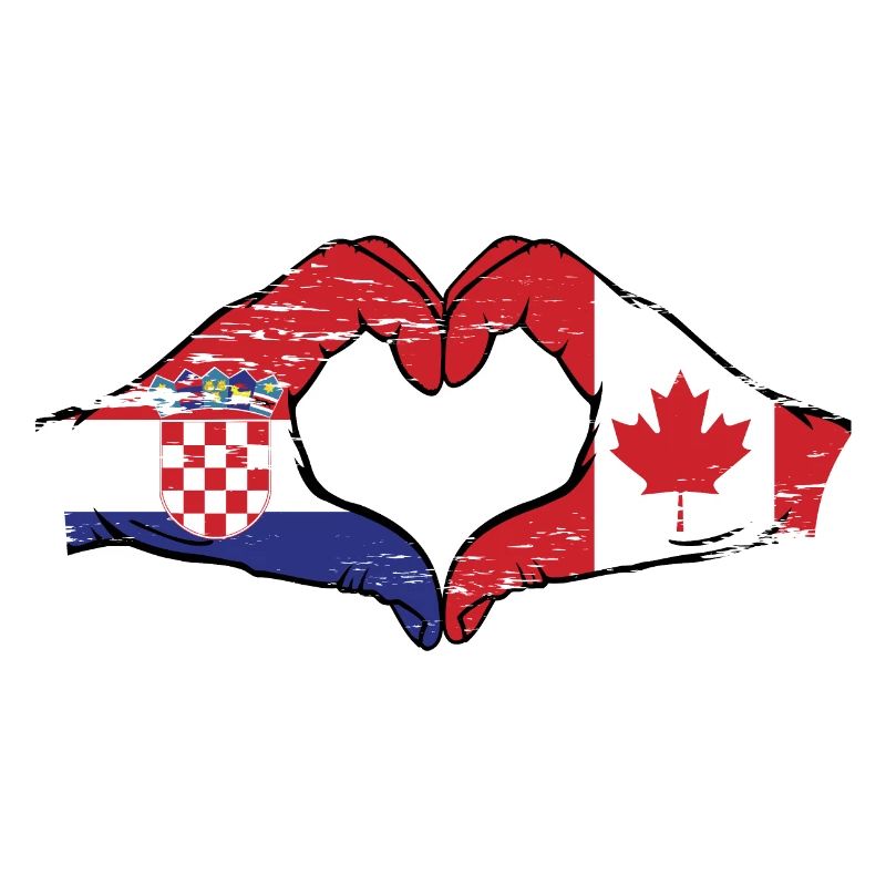 Croatie Canada Drapeau Mains Coeur Forme Utilisé