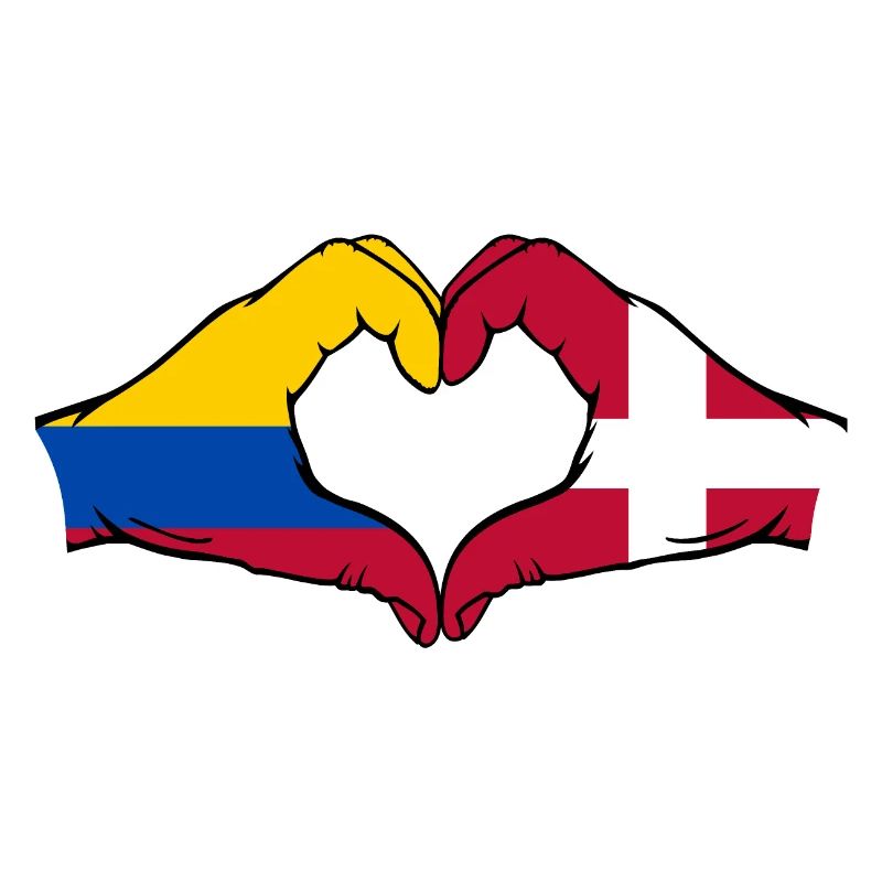 Colombie Danemark Drapeau Mains Coeur Forme