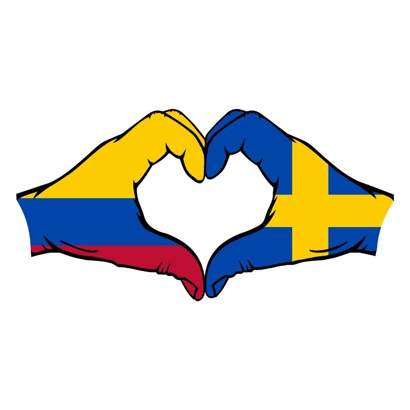 Colombie Suède Drapeau Mains Coeur Forme