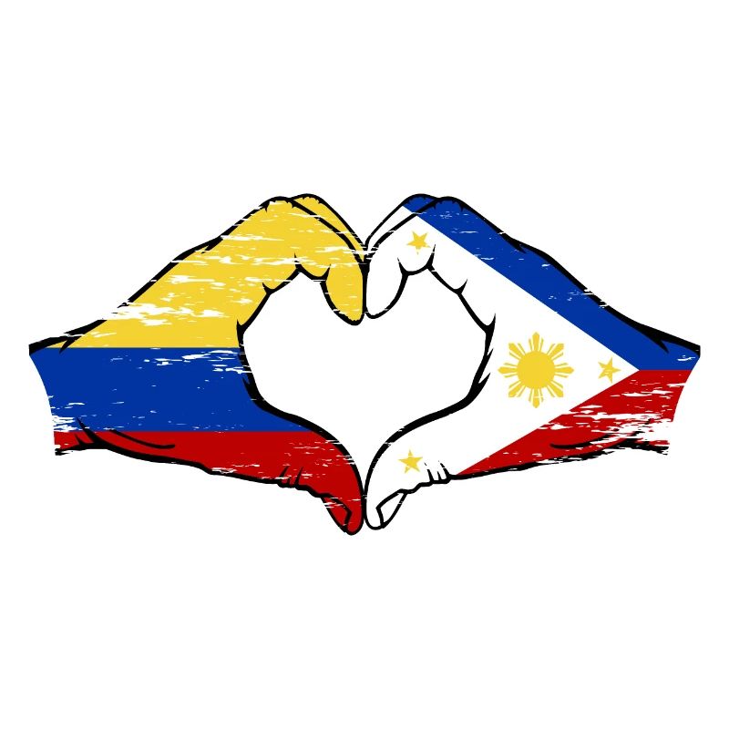 Colombie Philippines drapeau mains forme de coeur utilisé