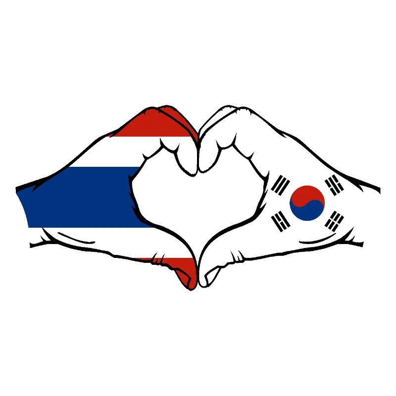 Thaïlande Corée du Sud Drapeau Mains Coeur Forme