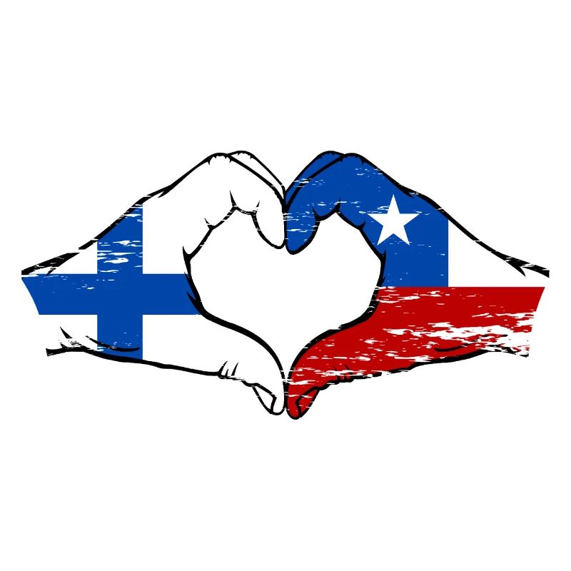 Finlande Chili drapeau mains forme de coeur utilisé