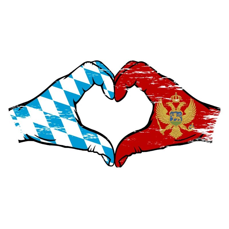 Bavière, Monténégro, drapeau, mains, forme de coeur utilisé