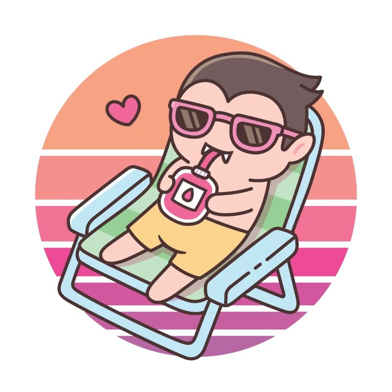 Mignon Vampire Chilling avec Blood Pack Sunset