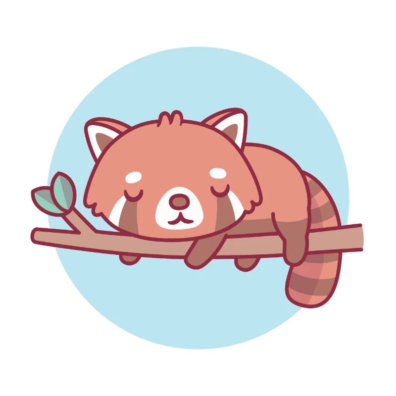 Cute Red Panda Sleeping On Tree Branch