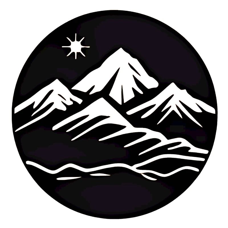 Mountains with sun in a circle