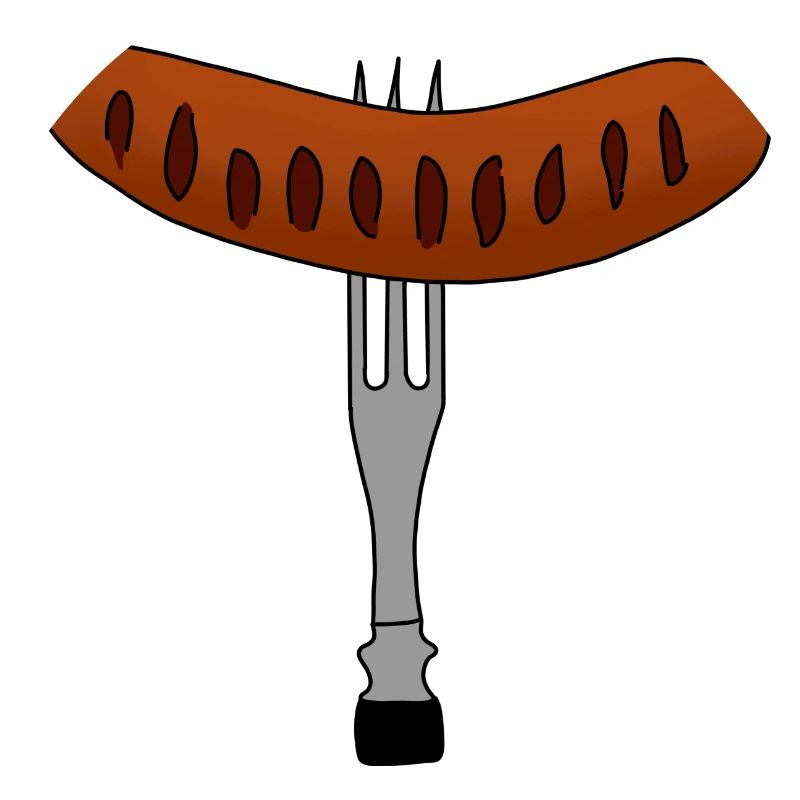 Bratwurst du gril embrochée sur une fourchette