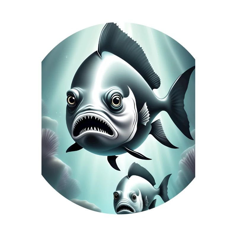 Conception de poisson effrayant en noir et blanc