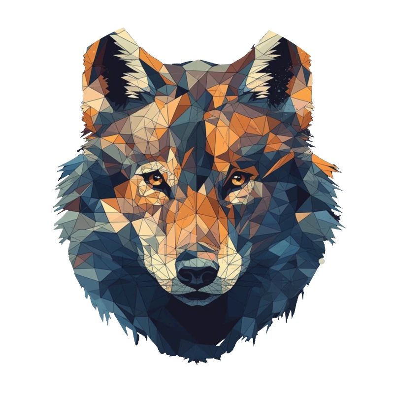 Geometric Wolf Head in Triangle Look