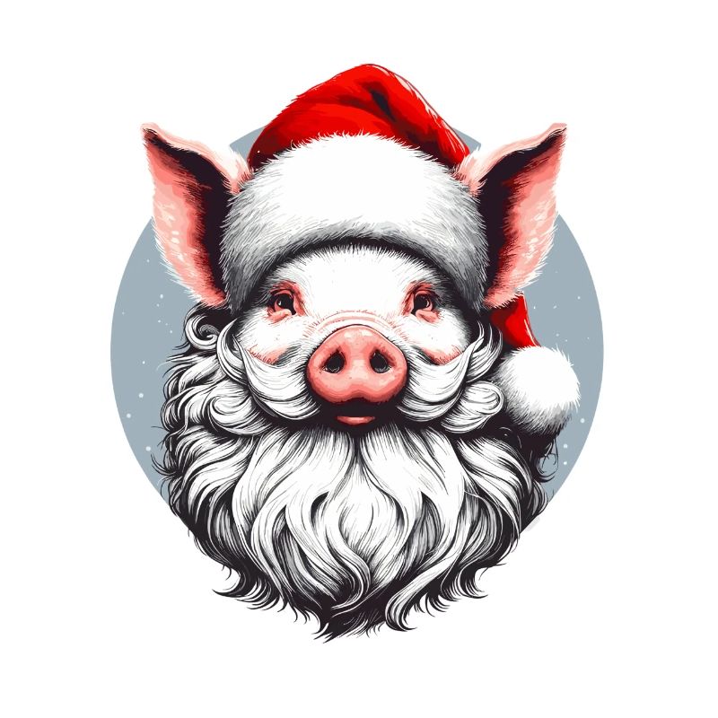 Conception de pull de Noël : Cochon comme Père Noël - Noël