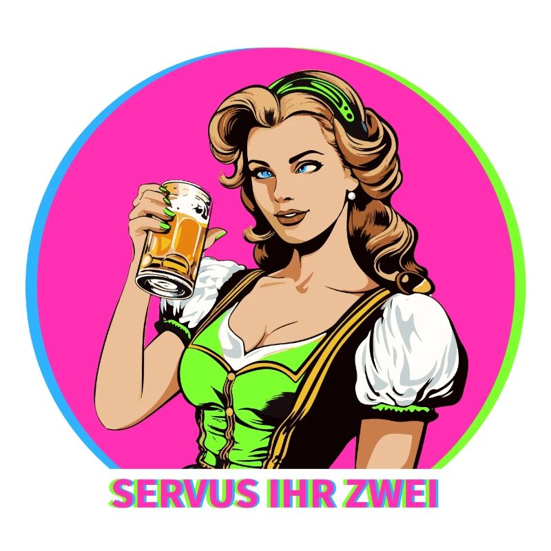 Dirndl Comic Style Bier Schwips Flirt