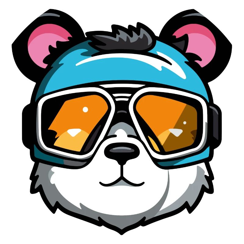 Ski Bear Snowboarder Comic