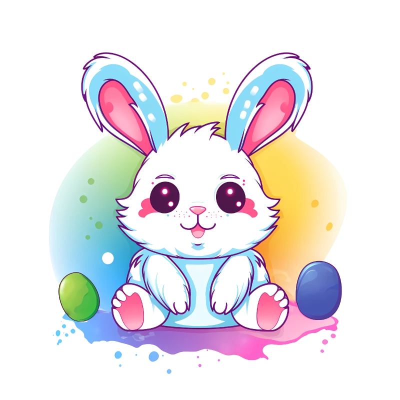 Colorful Easter bunny with eggs