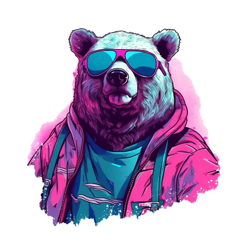 Pinker Bär mit Sonnenbrille