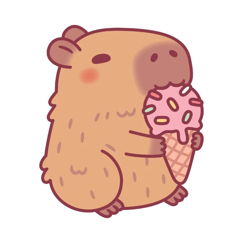 Capybara mignon mangeant de la glace