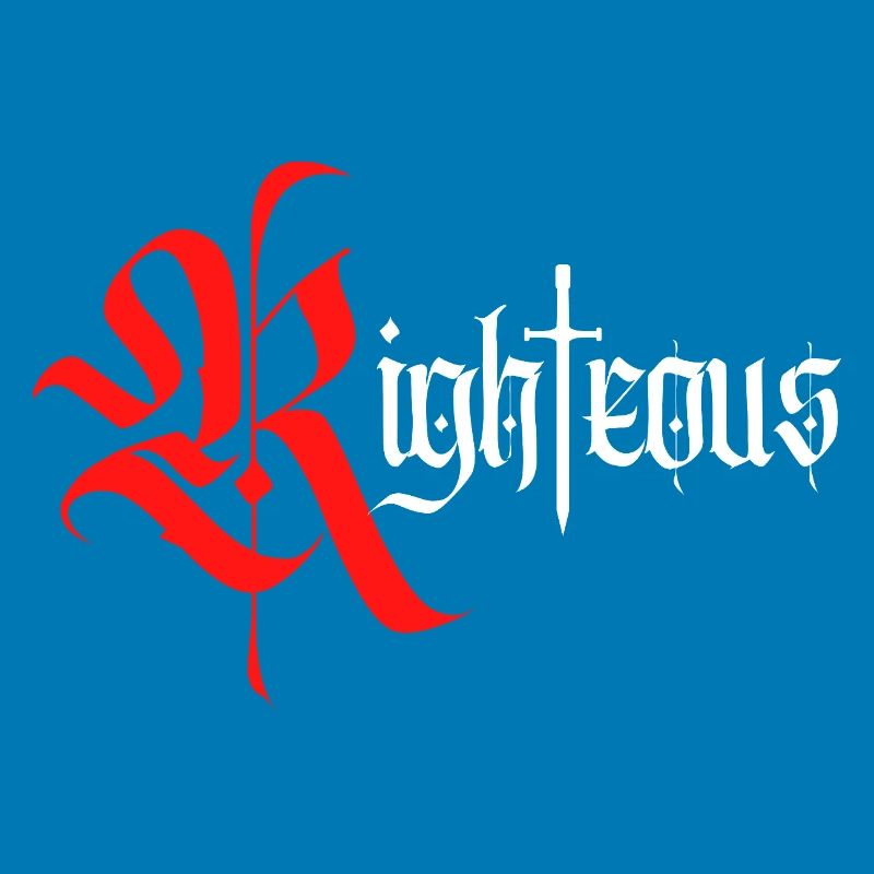 Gothique Righteous Design avec épée avec texte blanc