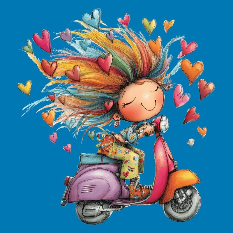 Rollerliebe - Mädchen auf Roller – bunter Sommer