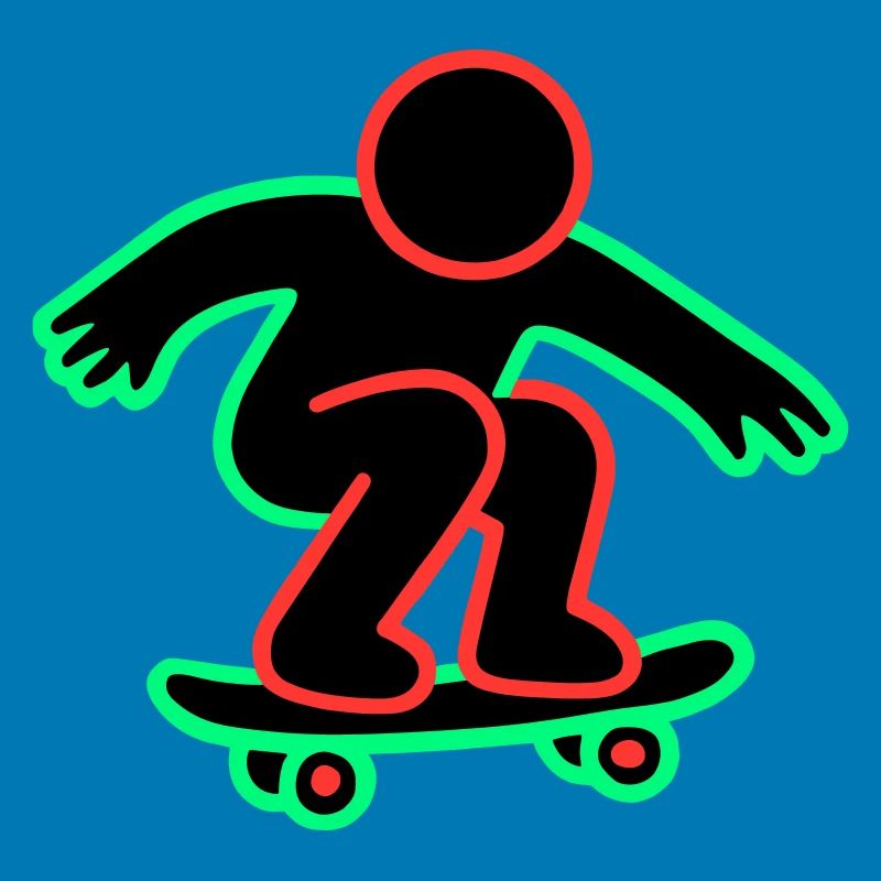 Neon Skateboarder Line Art