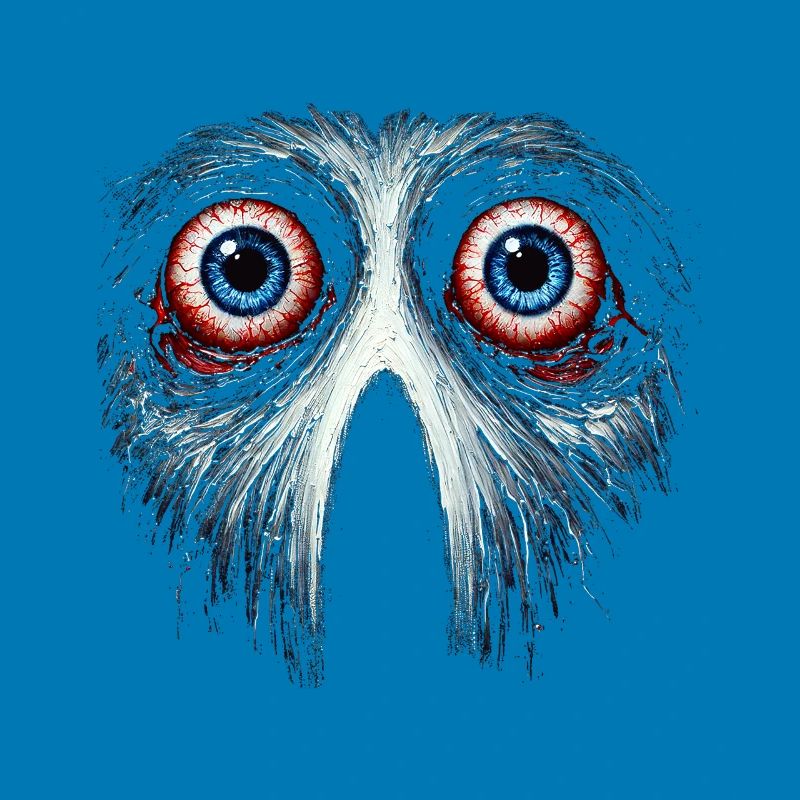 Unheimliches Eulengesicht mit roten Augen