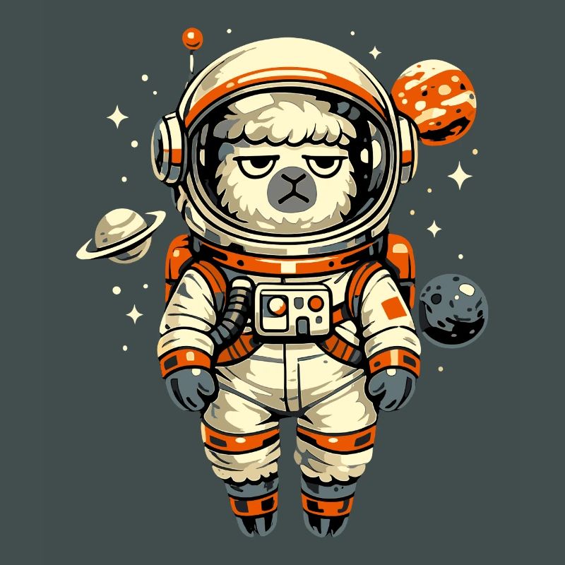 Grumpy Alpaca Astronaut in Space