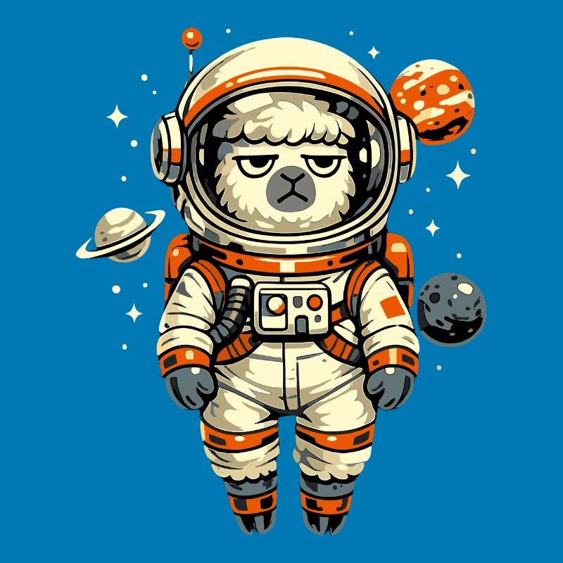 Grumpy Alpaca Astronaut in Space