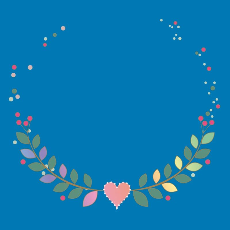 delicate frame from multi-colored branches and heart