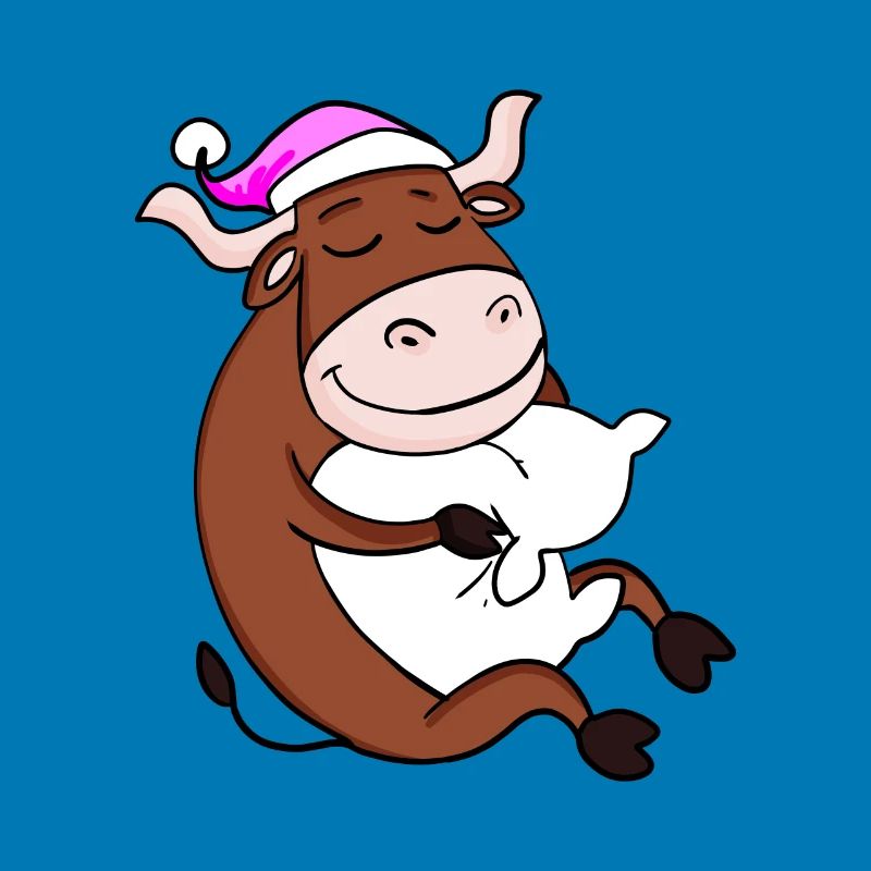 Ox with pillow and sleeping cap
