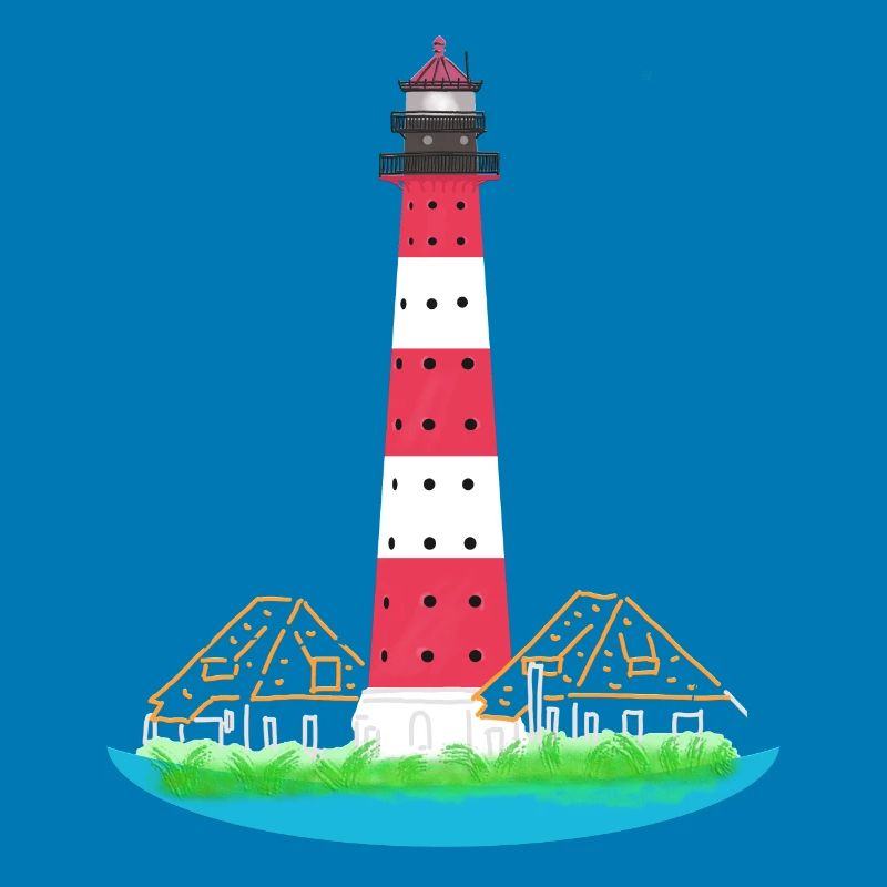 Lighthouse Westerheversand, without text, North Sea