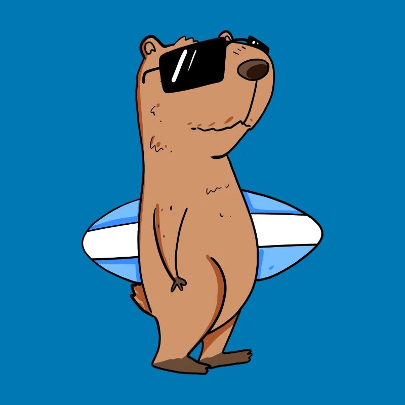 Capybara capybara surfer motif