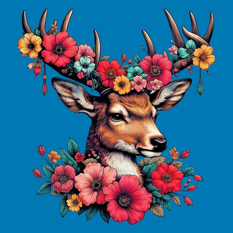Deer with Flowers