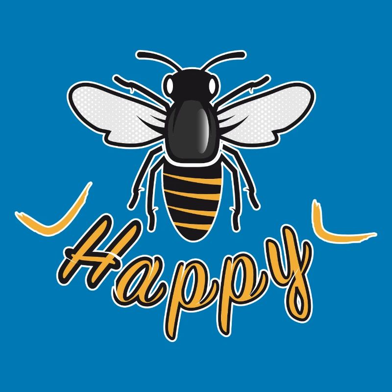 Abeille heureuse avec l’inscription « Happy »