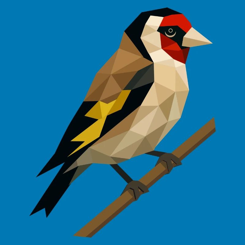 Polygonal Goldfinch – Geometric Elegance