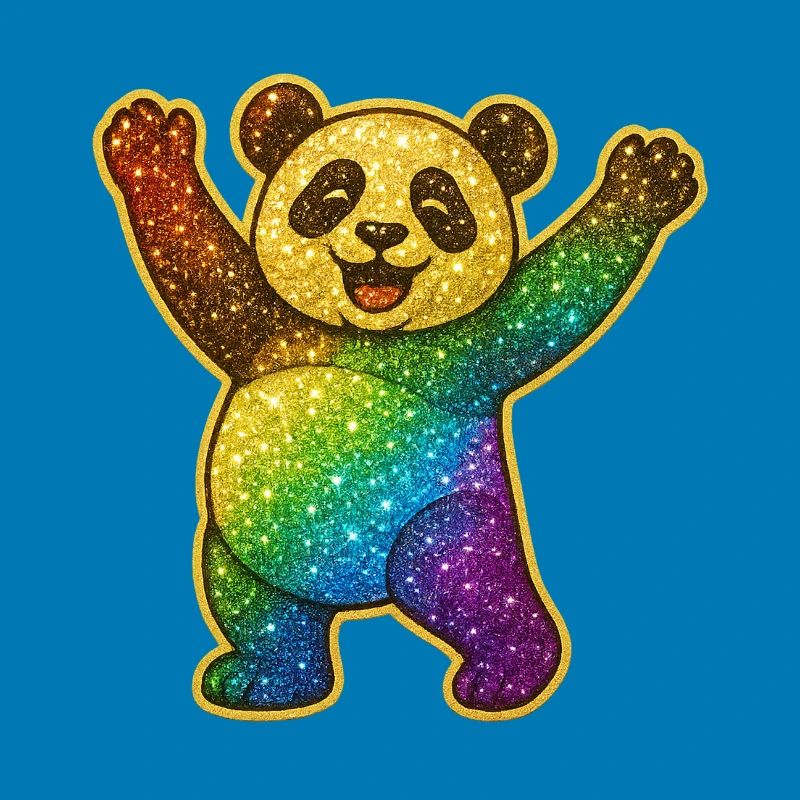 Glittery Rainbow Panda