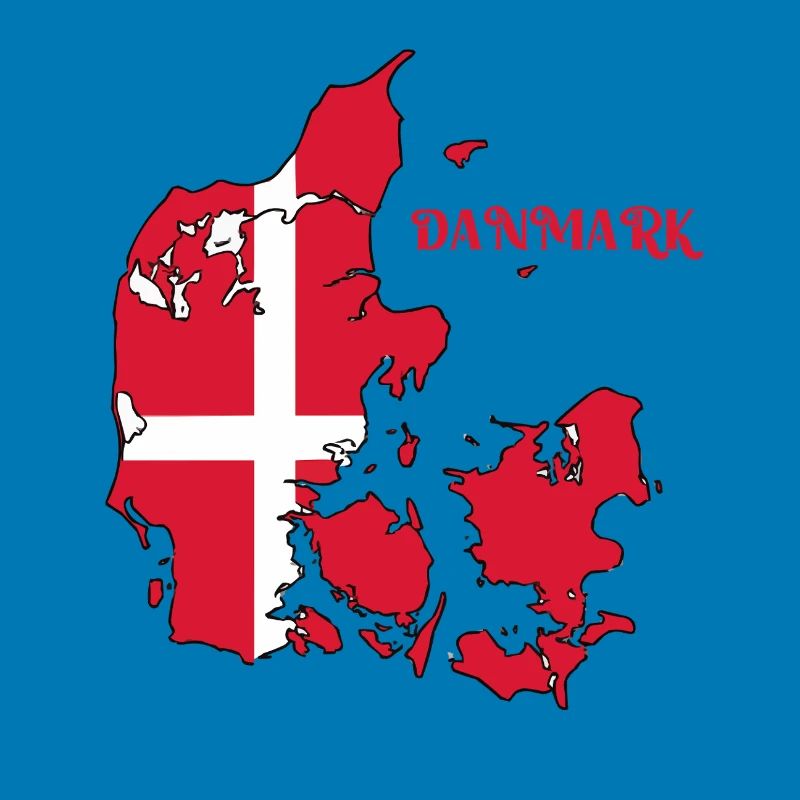 Denmark Map with Flag