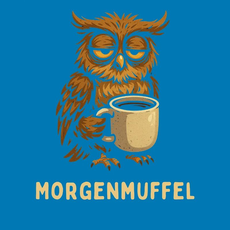 Morgenmuffel-Eule mit Kaffee