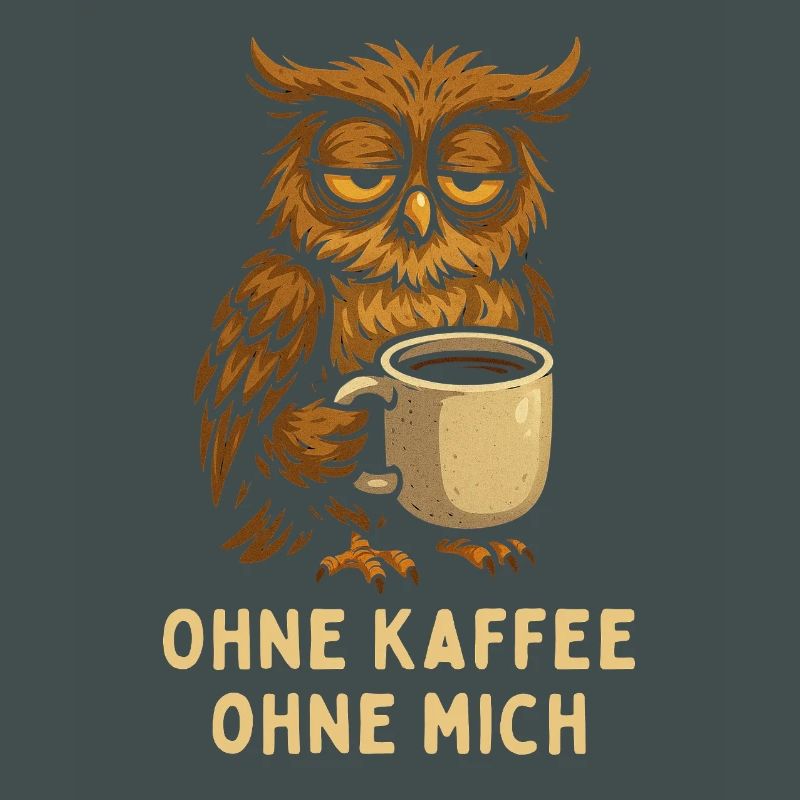 Nickernde Eule mit Kaffee