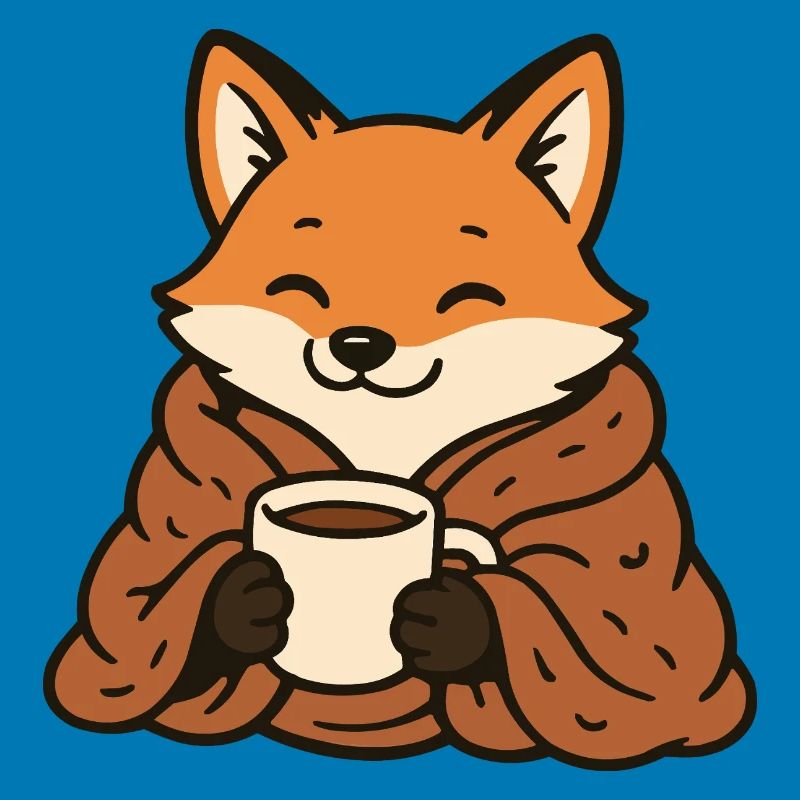 Cuddly fox with mug