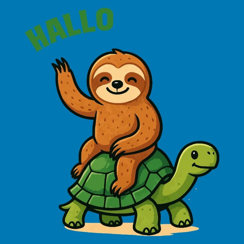 Hello sloth on turtle