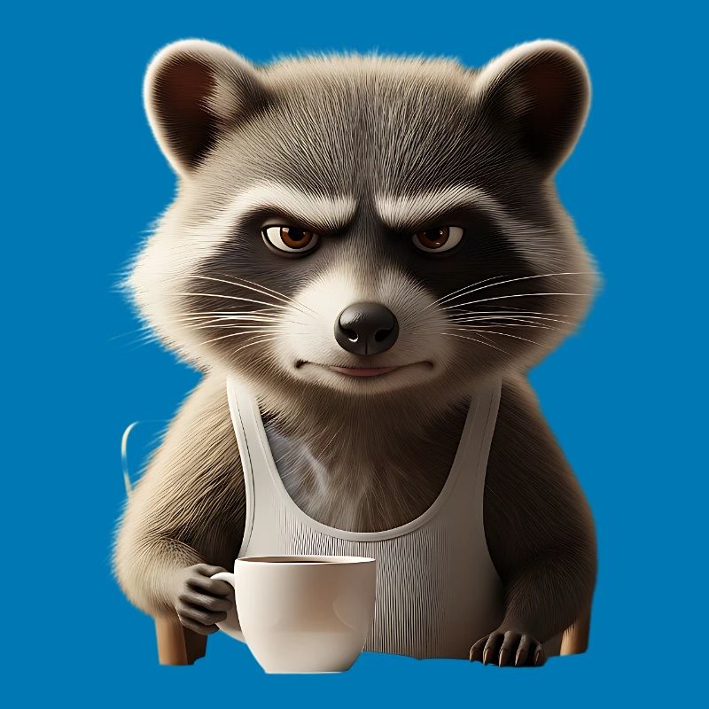 Grumpy Waschbär mit Kaffee – Morgenmuffel Design