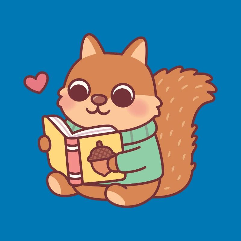 Niedliches Eichhörnchen liest ein Buch