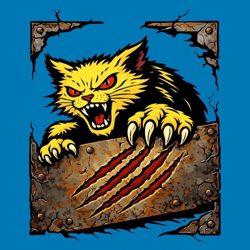 Ferocious Cat Scratch Attack Illustration