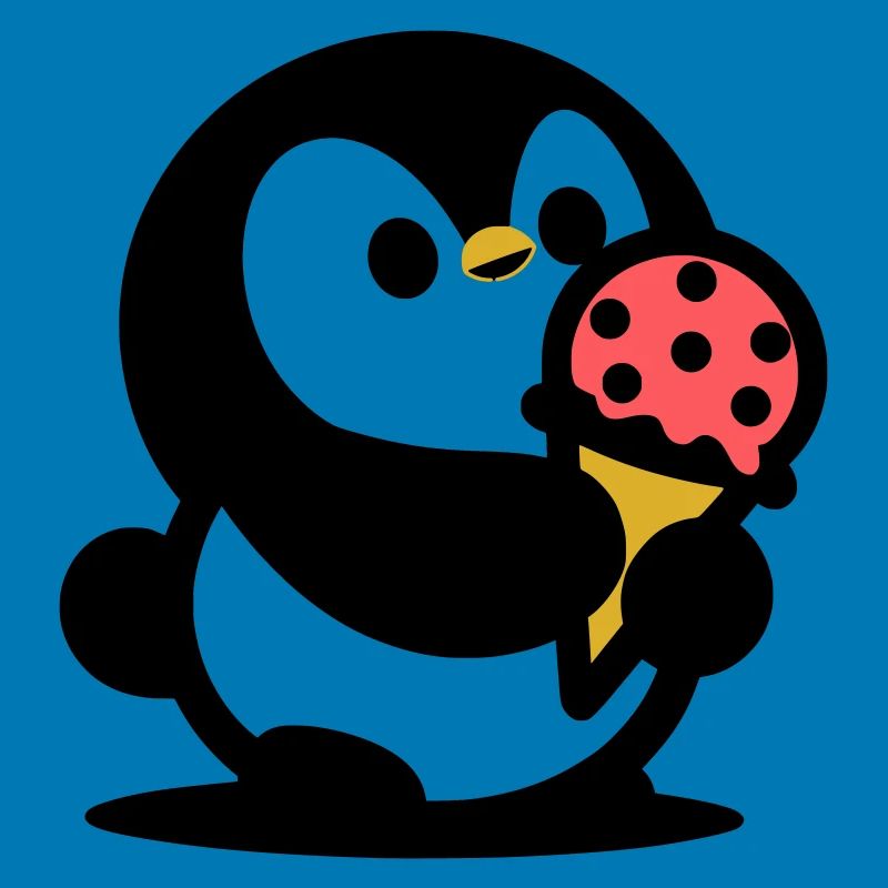 Kleiner Pinguin mit Eis