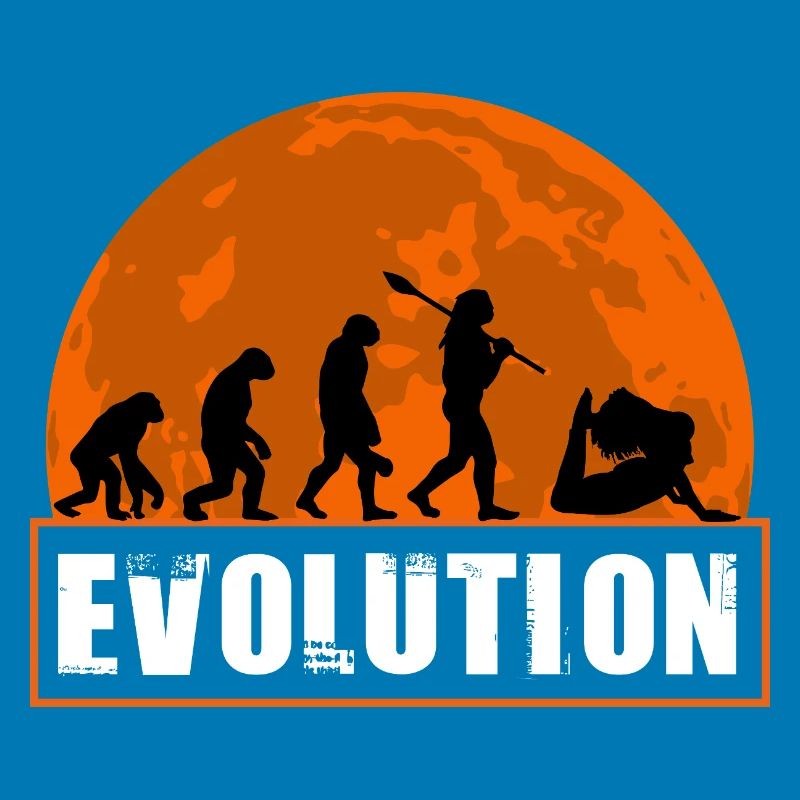 Yoga Evolution Silhouette Sunset Retro