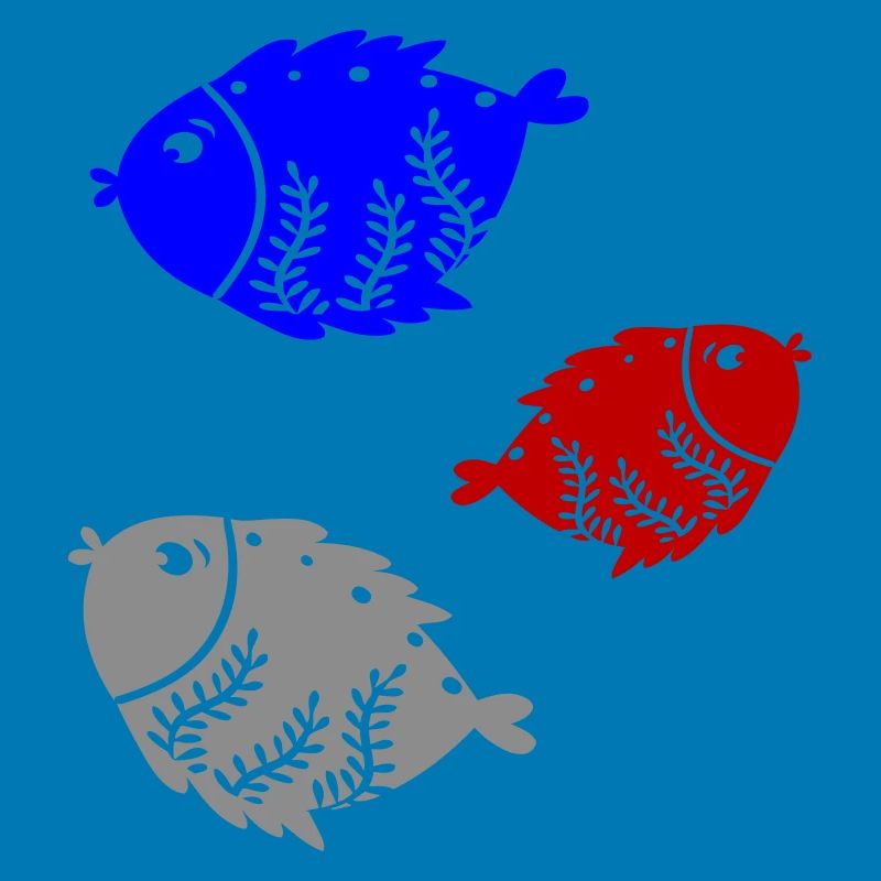 Three colored fish