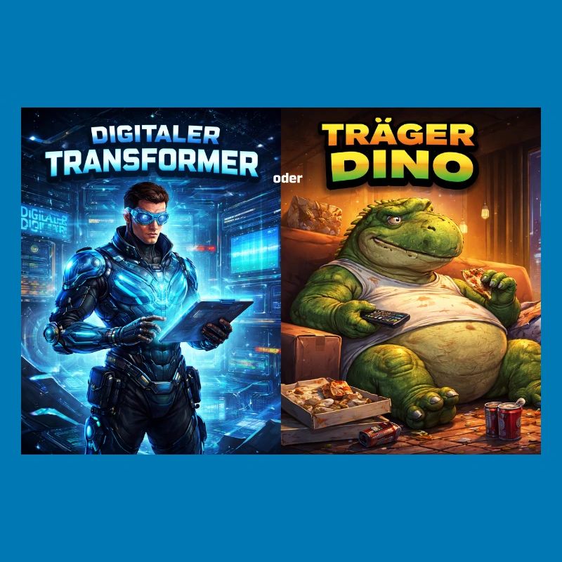 Digitaler Tech-Kämpfer oder träger Dino