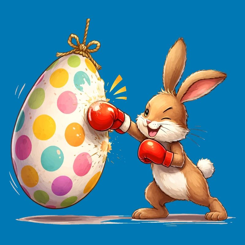 Boxing Easter Bunny with Easter Egg Punching Bag